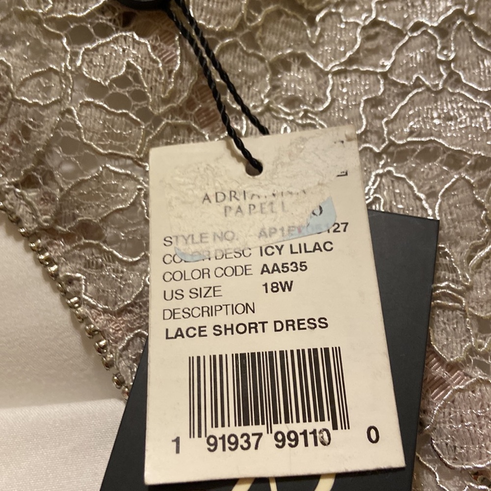 Adrienna Pappell Lace Dress Sz 18W NWT Color Icy Lilac gray very pretty holiday - Picture 17 of 17